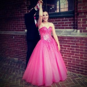 Juniors Hot Pink Prom Dress